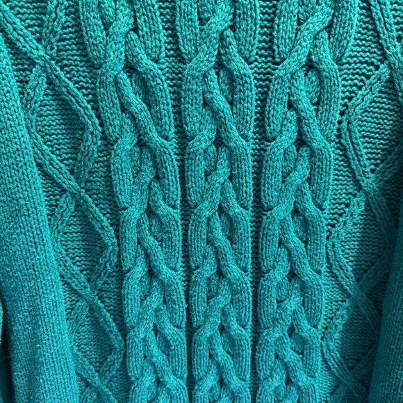 Forenza Sweater Vintage 80's 90's Oversized Cable Knit Green Women's Size Medium - Picture 4 of 9